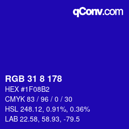 Color code: RGB 31 8 178 | qconv.com