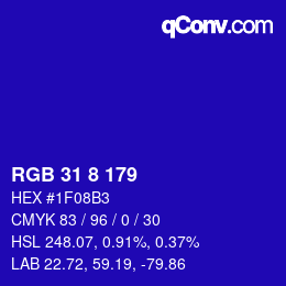 Color code: RGB 31 8 179 | qconv.com