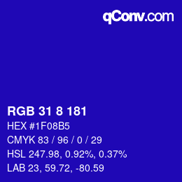 Color code: RGB 31 8 181 | qconv.com