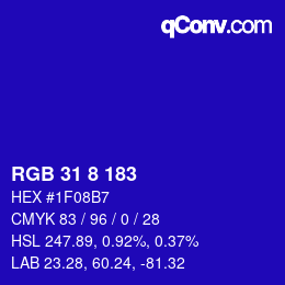 カラーコード: RGB 31 8 183 | qconv.com