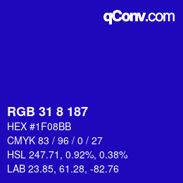 カラーコード: RGB 31 8 187 | qconv.com