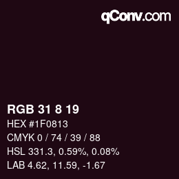 カラーコード: RGB 31 8 19 | qconv.com