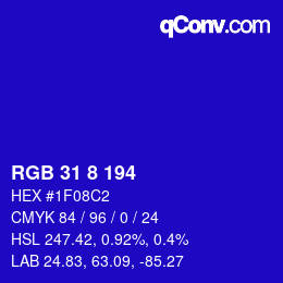 Color code: RGB 31 8 194 | qconv.com