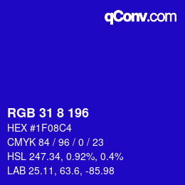 Color code: RGB 31 8 196 | qconv.com
