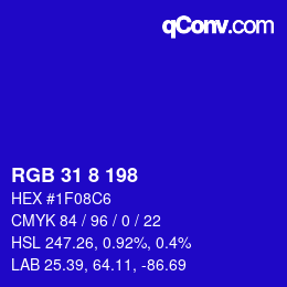 Color code: RGB 31 8 198 | qconv.com