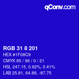 Color code: RGB 31 8 201 | qconv.com