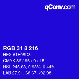 Color code: RGB 31 8 216 | qconv.com