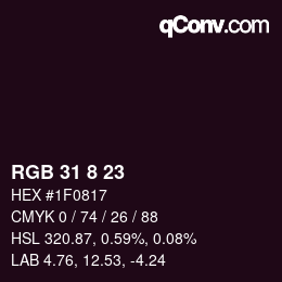 Color code: RGB 31 8 23 | qconv.com