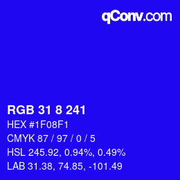 Color code: RGB 31 8 241 | qconv.com