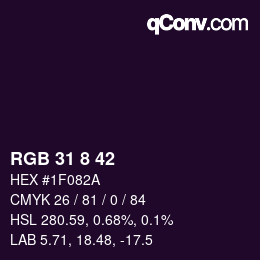カラーコード: RGB 31 8 42 | qconv.com