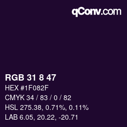 Color code: RGB 31 8 47 | qconv.com