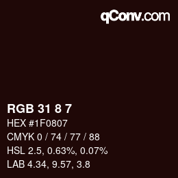 Color code: RGB 31 8 7 | qconv.com