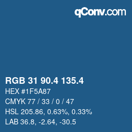 カラーコード: RGB 31 90.4 135.4 | qconv.com
