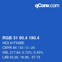 カラーコード: RGB 31 90.4 190.4 | qconv.com