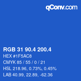 カラーコード: RGB 31 90.4 200.4 | qconv.com