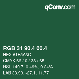 カラーコード: RGB 31 90.4 60.4 | qconv.com