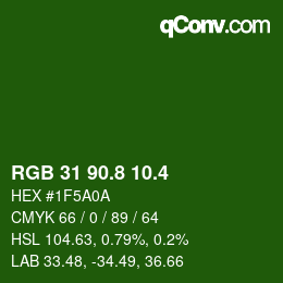 カラーコード: RGB 31 90.8 10.4 | qconv.com