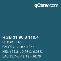 カラーコード: RGB 31 90.8 110.4 | qconv.com