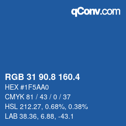 カラーコード: RGB 31 90.8 160.4 | qconv.com