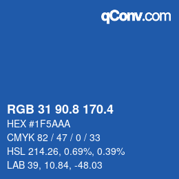 カラーコード: RGB 31 90.8 170.4 | qconv.com