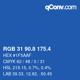 カラーコード: RGB 31 90.8 175.4 | qconv.com