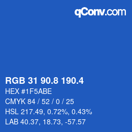 カラーコード: RGB 31 90.8 190.4 | qconv.com