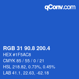 カラーコード: RGB 31 90.8 200.4 | qconv.com
