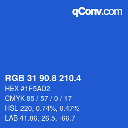 カラーコード: RGB 31 90.8 210.4 | qconv.com