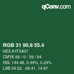 カラーコード: RGB 31 90.8 55.4 | qconv.com