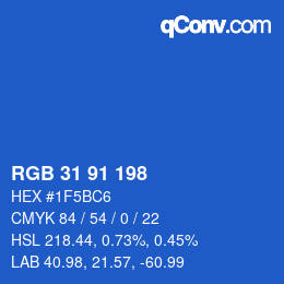 Color code: RGB 31 91 198 | qconv.com