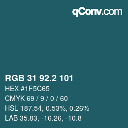 カラーコード: RGB 31 92.2 101 | qconv.com