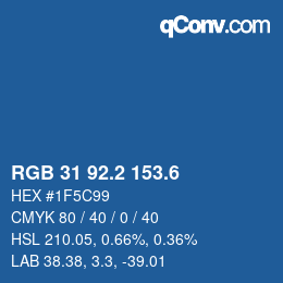 カラーコード: RGB 31 92.2 153.6 | qconv.com