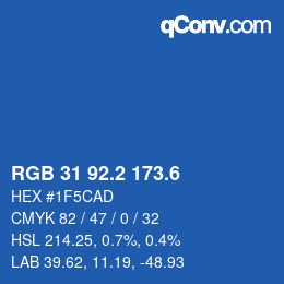カラーコード: RGB 31 92.2 173.6 | qconv.com