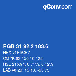 カラーコード: RGB 31 92.2 183.6 | qconv.com