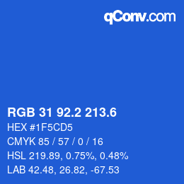 カラーコード: RGB 31 92.2 213.6 | qconv.com
