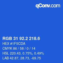カラーコード: RGB 31 92.2 218.6 | qconv.com
