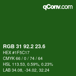 カラーコード: RGB 31 92.2 23.6 | qconv.com