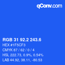 カラーコード: RGB 31 92.2 243.6 | qconv.com