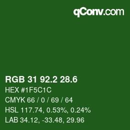 カラーコード: RGB 31 92.2 28.6 | qconv.com