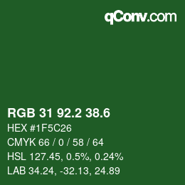 カラーコード: RGB 31 92.2 38.6 | qconv.com
