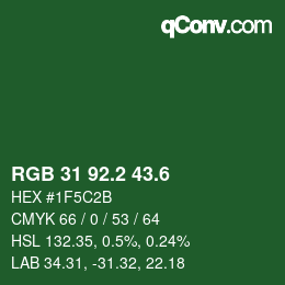 カラーコード: RGB 31 92.2 43.6 | qconv.com