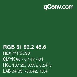 カラーコード: RGB 31 92.2 48.6 | qconv.com