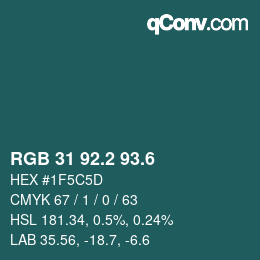 カラーコード: RGB 31 92.2 93.6 | qconv.com