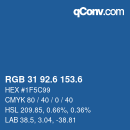 カラーコード: RGB 31 92.6 153.6 | qconv.com
