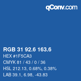カラーコード: RGB 31 92.6 163.6 | qconv.com
