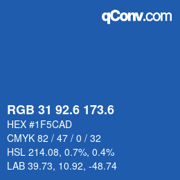 カラーコード: RGB 31 92.6 173.6 | qconv.com