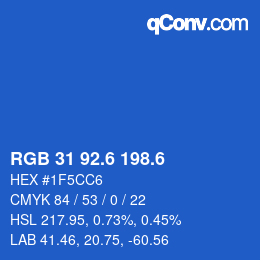 カラーコード: RGB 31 92.6 198.6 | qconv.com