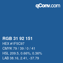 カラーコード: RGB 31 92 151 | qconv.com