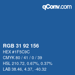 カラーコード: RGB 31 92 156 | qconv.com
