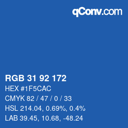 Color code: RGB 31 92 172 | qconv.com